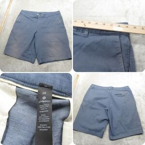 Lululemon‎ Commission Shorts Mens 38 Blue Zip Fly Pockets Casual Golf Chino
